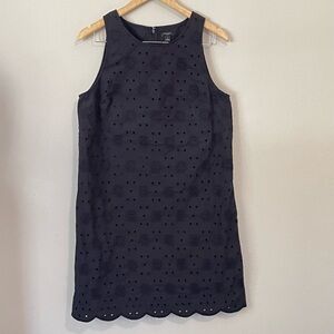 Ann Taylor Womens Lace Eyelet Sheath Dress Sz 12 Black Sleeveless 100% Cotton